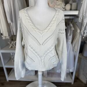 Harper Heritage women’s size medium oversized cropped white sweater #3630